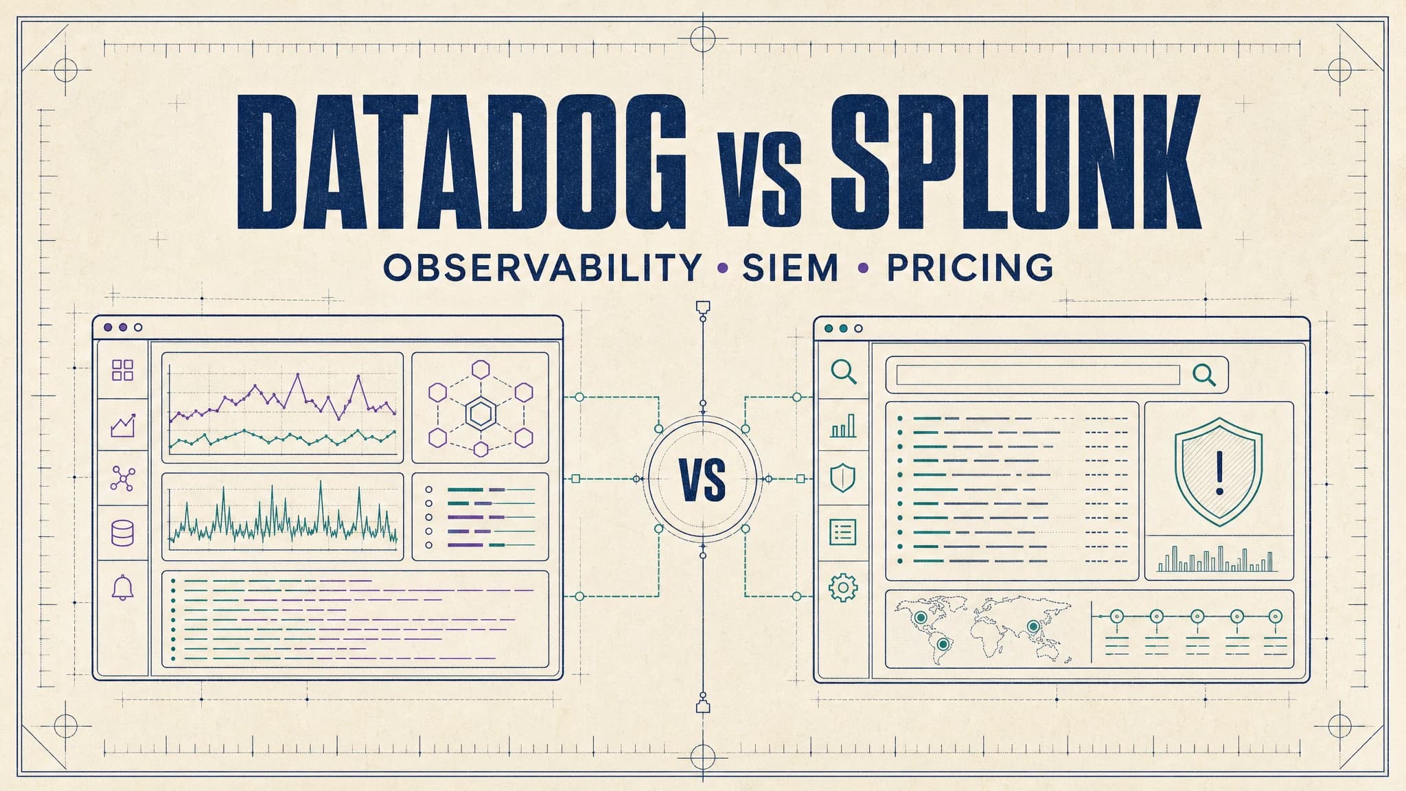 Datadog and Splunk compared across observability, log management, SIEM and pricing