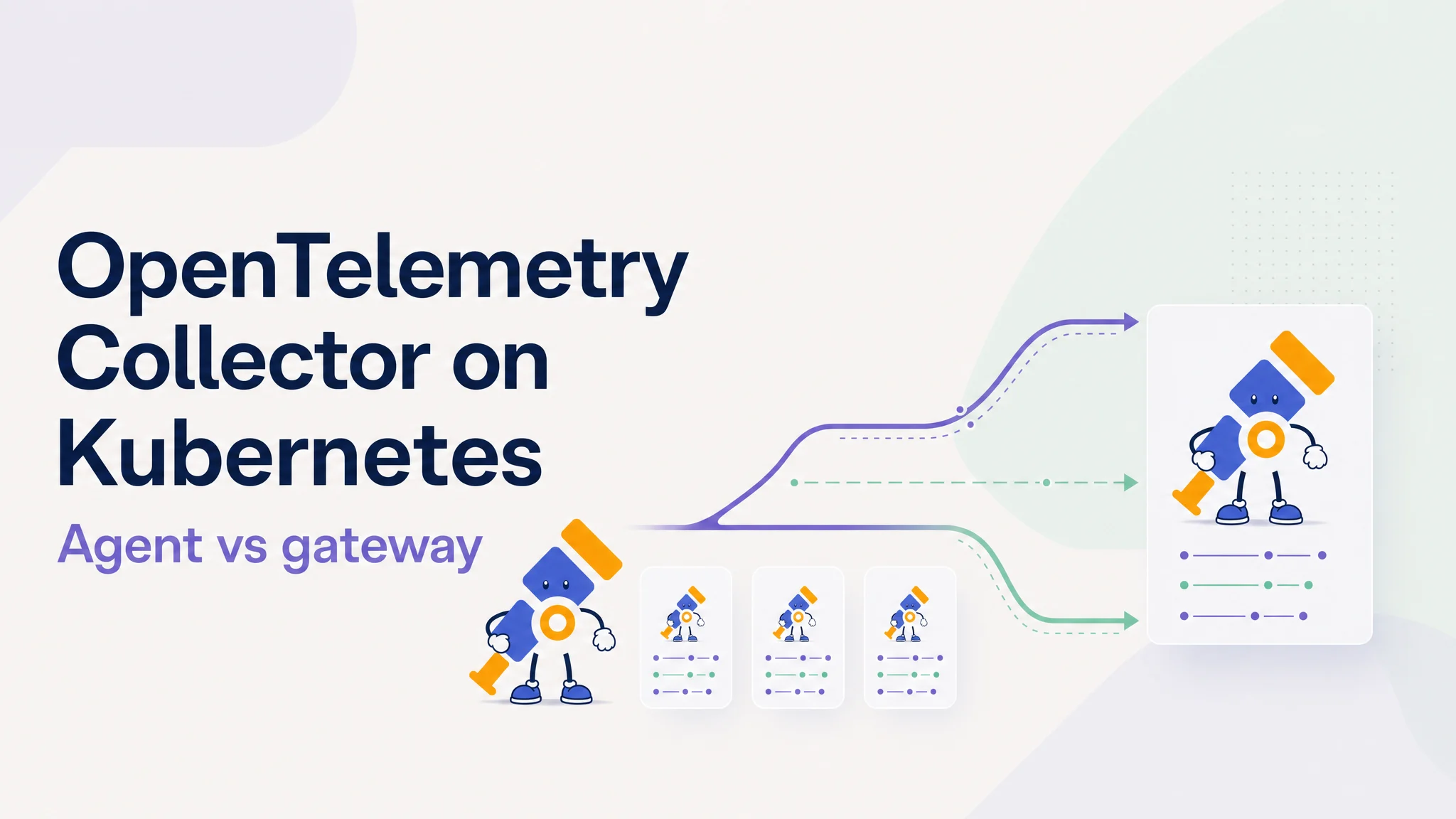 OpenTelemetry Collector agents sending Kubernetes telemetry to a shared gateway