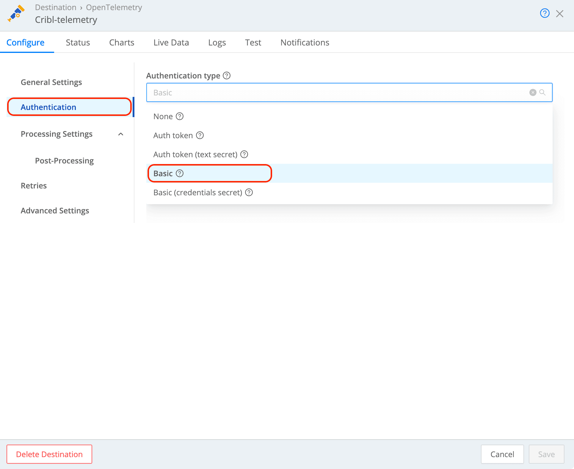 Cribl Authentication